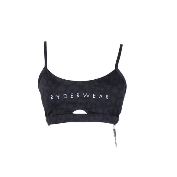 Ryderwear Women's M Black Animal Sports Bra Leopard Print Adjustable Strap NWT - Picture 2 of 6